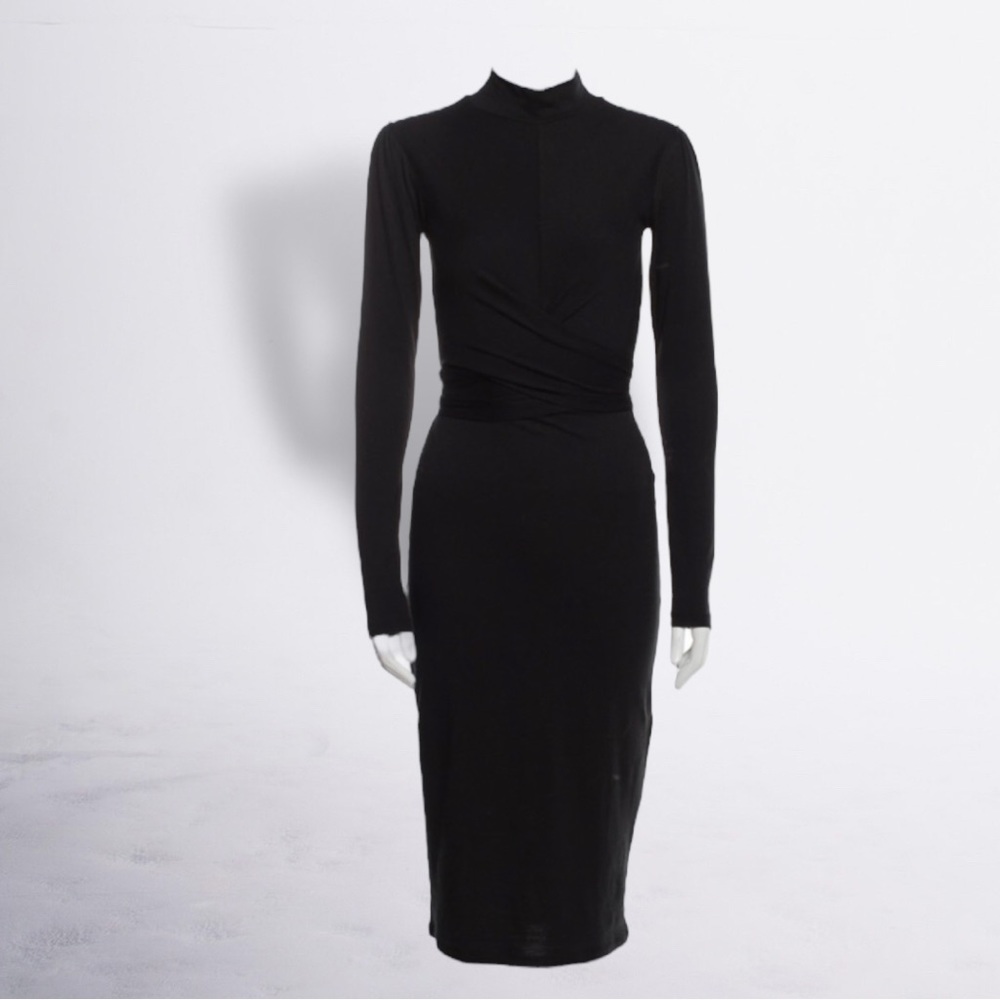 AllSaints Mock Neck Knee-Length Dress Black Size: S Est. Retail $220.00
